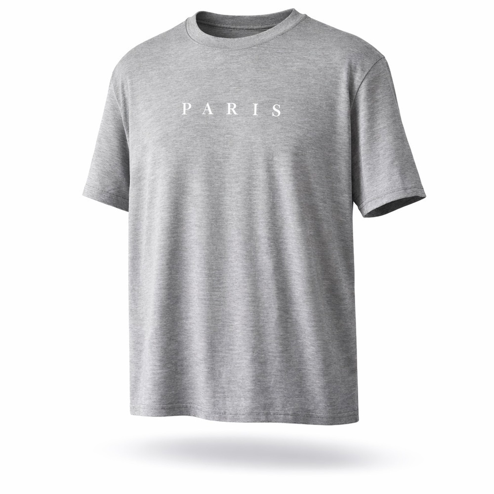 SHEIN Men's Medium Minimalist Gray Paris Graphic T-Shirt Casual Streetwear NIB